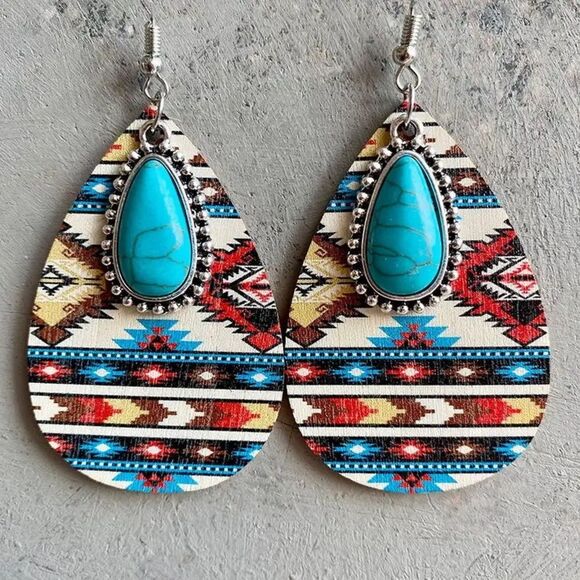 Miss Glam Co. Jewelry - Western Fashion Turquoise Earrings